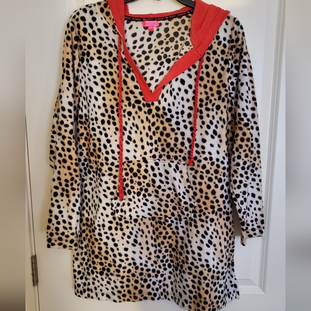 Leopard Print Dress with Red Trim